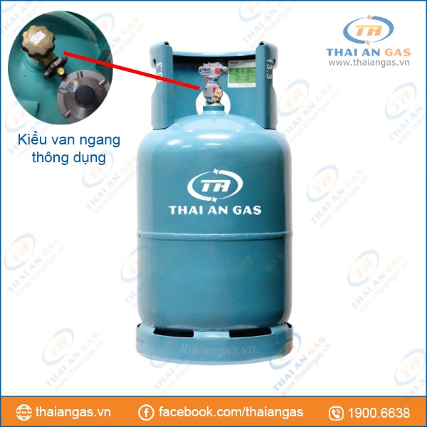 Bình gas van ngang 12kg là loại bình thông dụng nhất hiện nay
