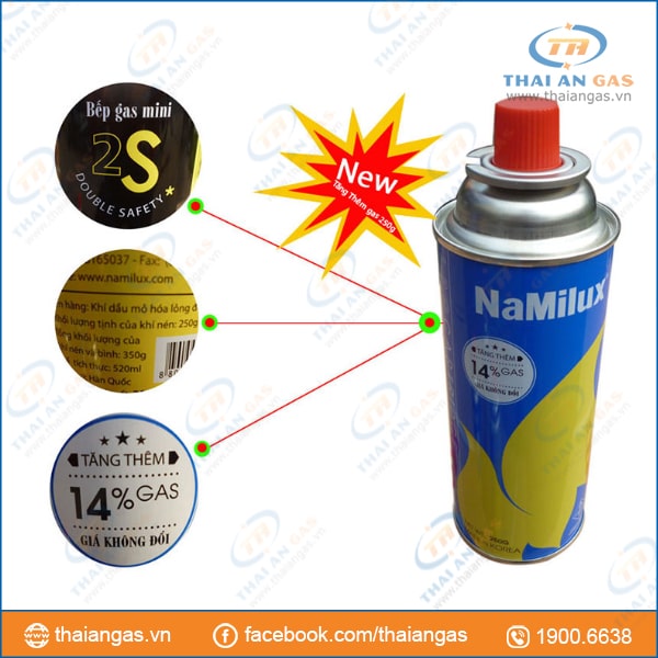 Bình gas mini Namilux chính hãng giá tốt nhất tại Thái An Gas
