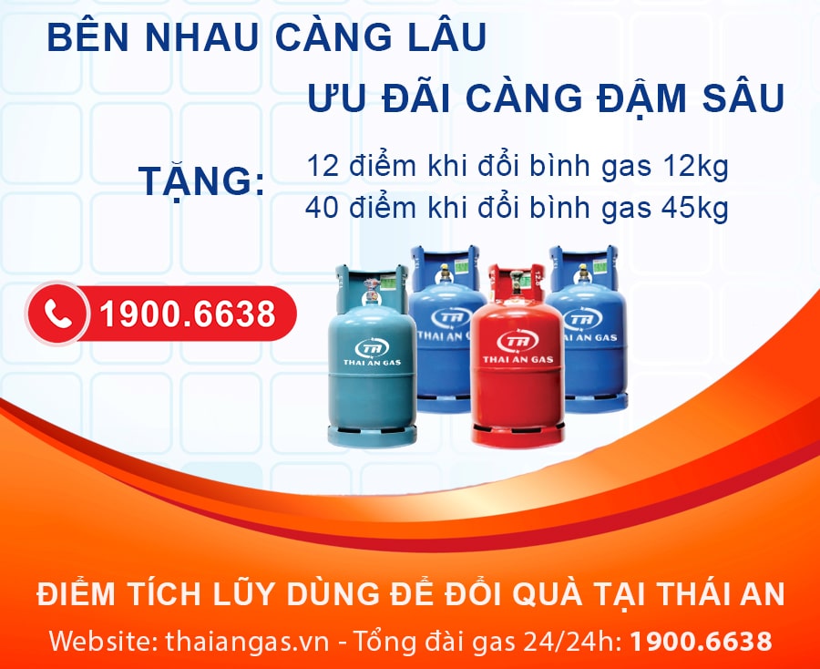 Tích 12 điểm khi đổi bình gas 12kg tại Thái An Gas